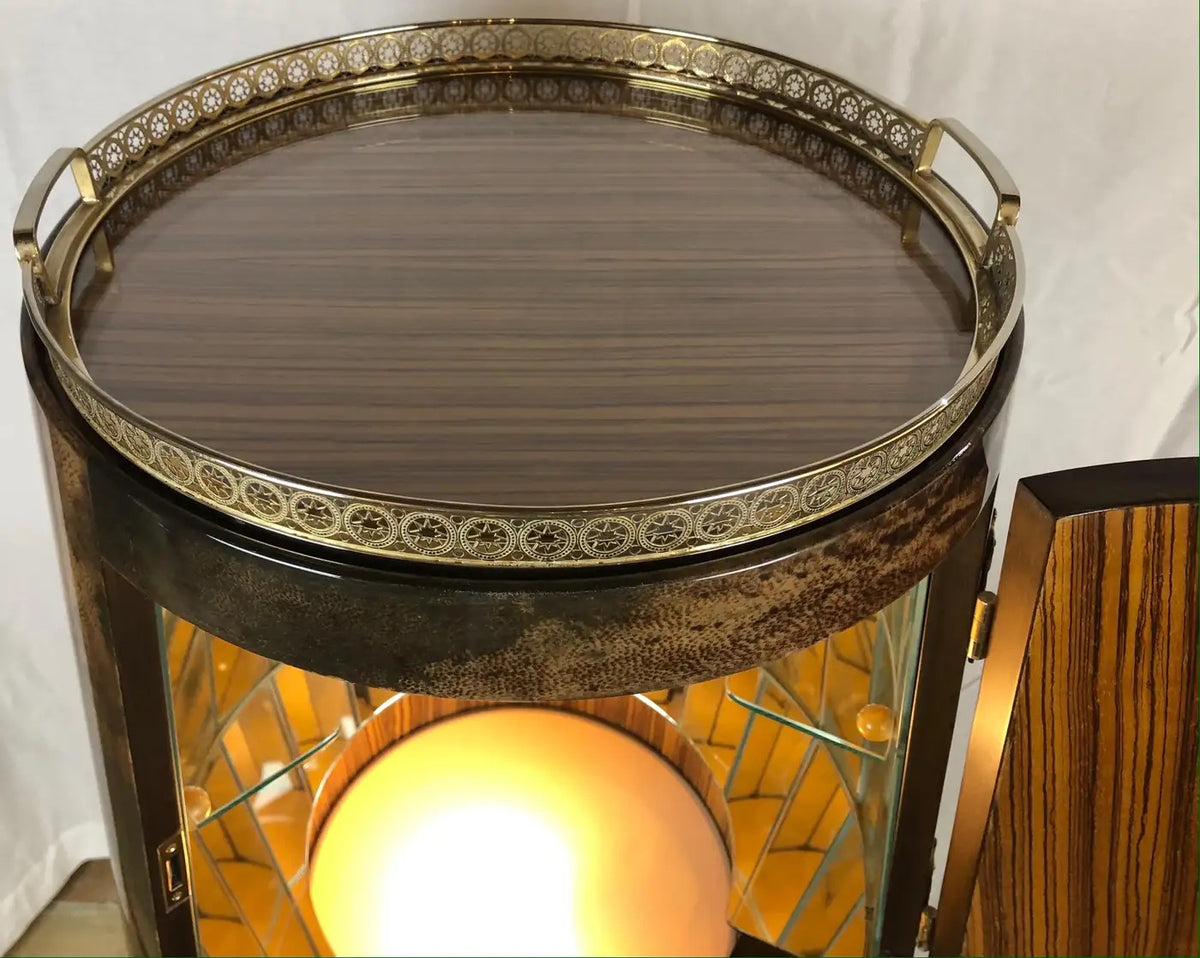Aldo Tura Bar Cabinet, Iconic Italian Designer Goatskin Dry Bar Cabinet — detail 5