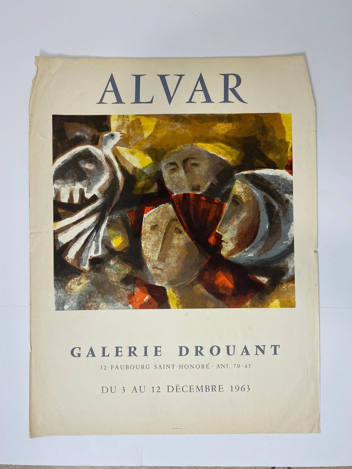 Original French Cubist Art Exhibition Poster from Galerie Drouant Paris France — detail 2