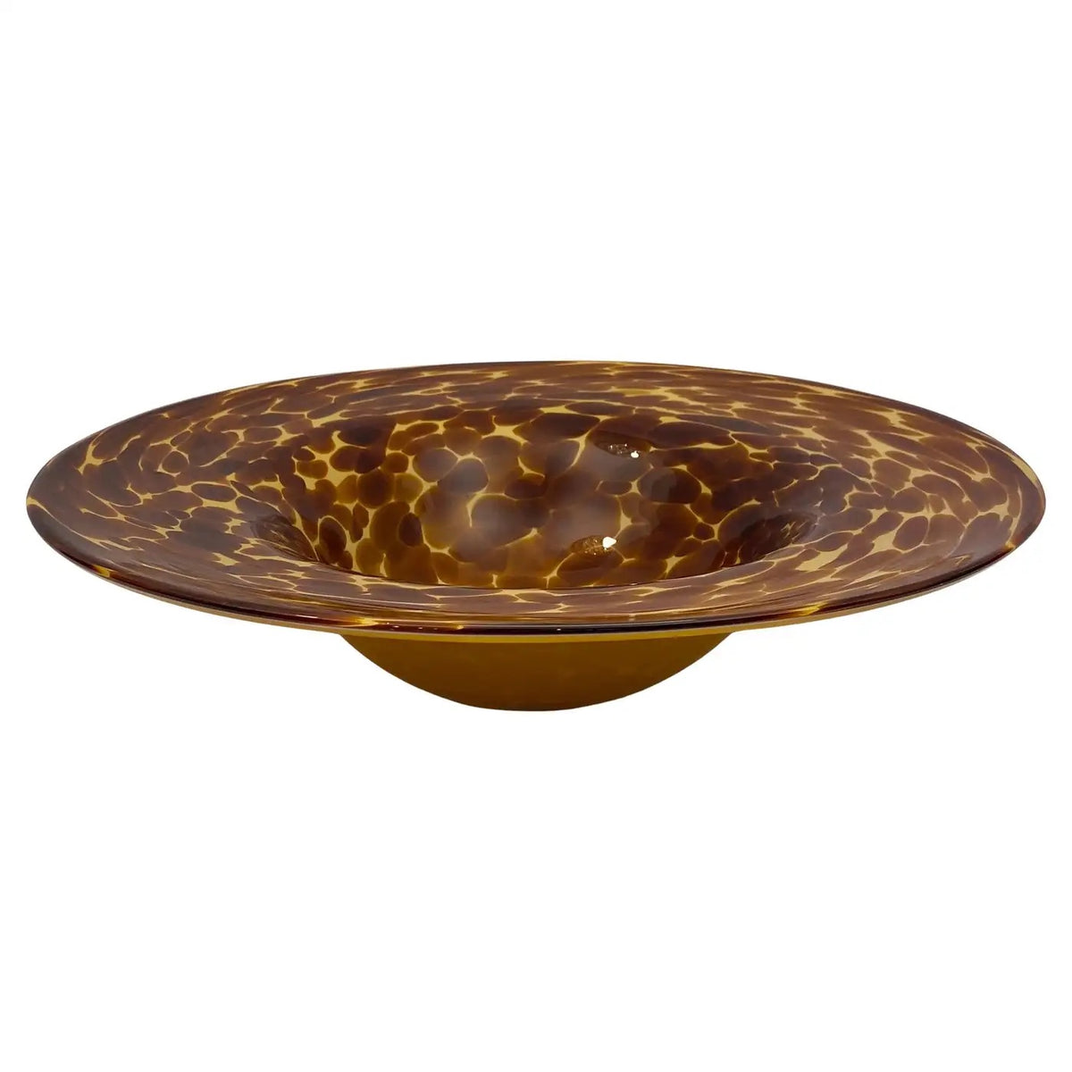 Amber Murano Art Glass Centerpiece Bowl, Large Tortoiseshell Motif, Italy, Mid-20th Century — detail 2