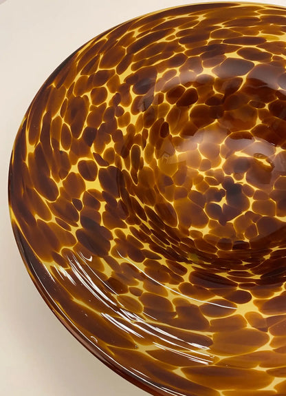 Amber Murano Art Glass Centerpiece Bowl, Large Tortoiseshell Motif, Italy, Mid-20th Century — detail 5