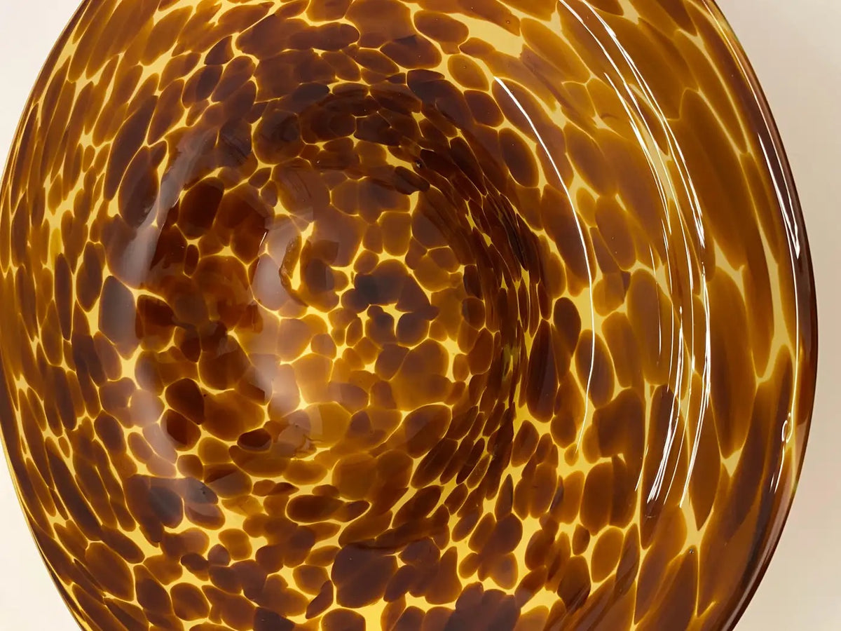 Amber Murano Art Glass Centerpiece Bowl, Large Tortoiseshell Motif, Italy, Mid-20th Century — detail 6