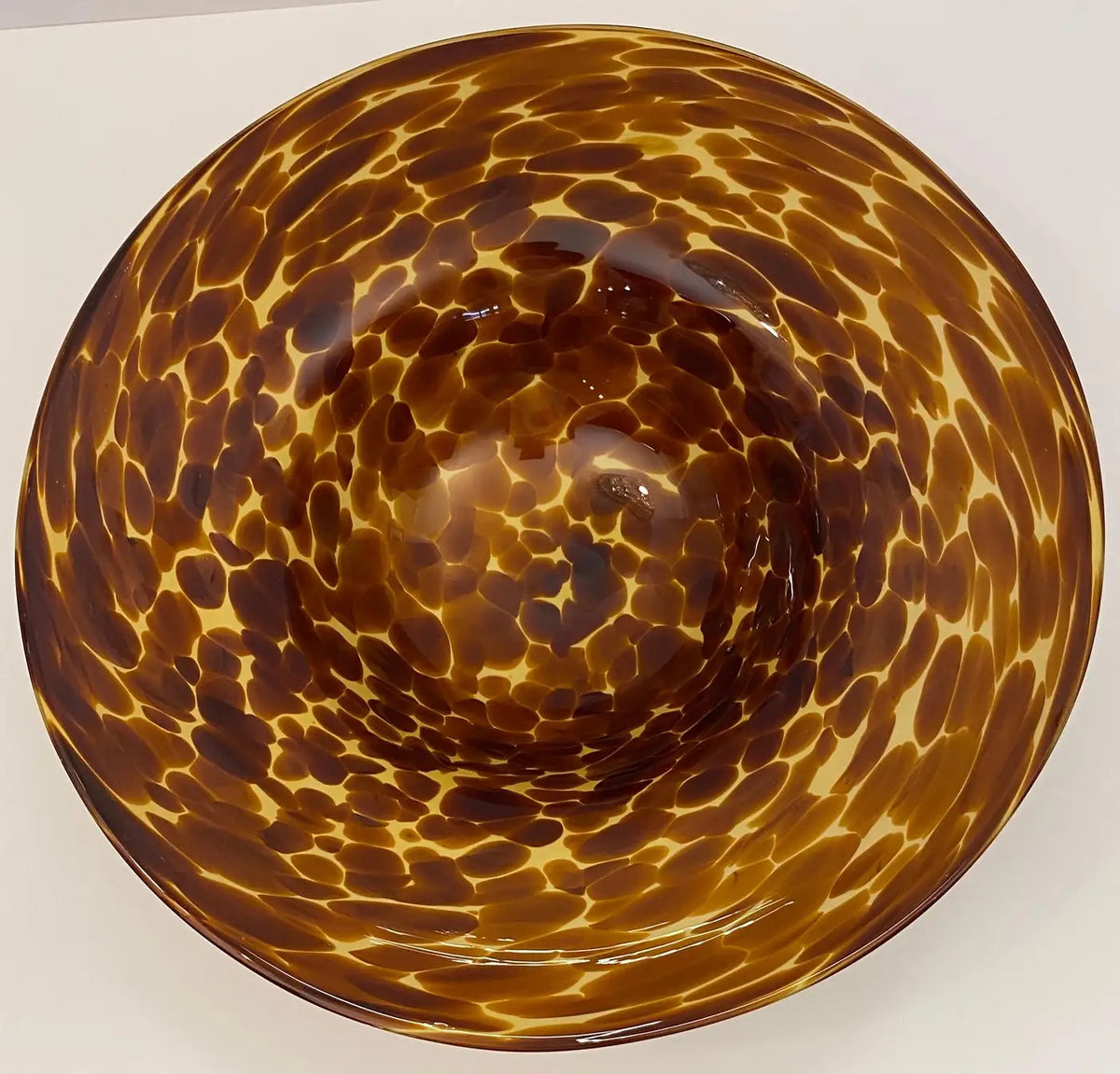 Amber Murano Art Glass Centerpiece Bowl, Large Tortoiseshell Motif, Italy, Mid-20th Century — detail 7