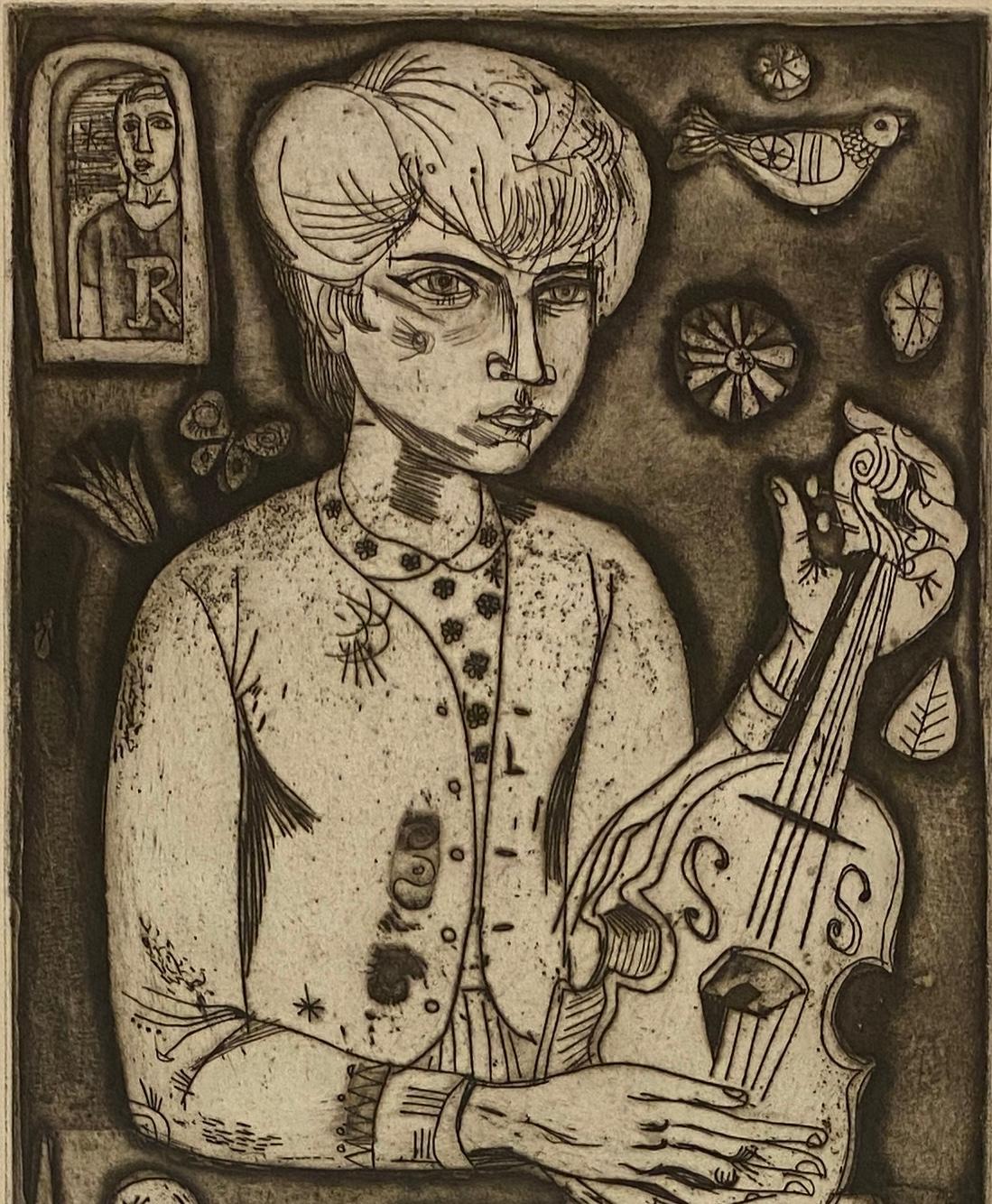 Color Lithograph by Irving Amen, Titled "Violin" — detail 4