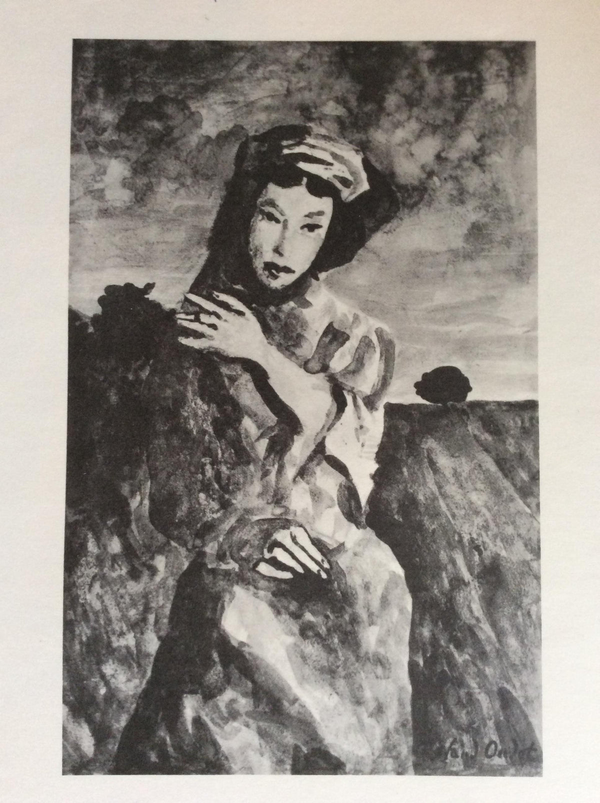 Midcentury Original "Anne De Francony Galerie" Portrait Poster by Roland Oublot — detail 2
