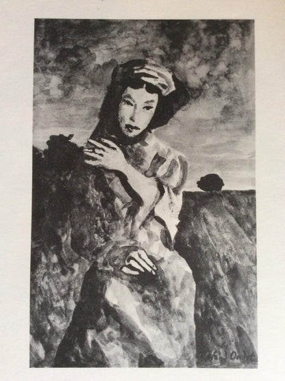 Midcentury Original "Anne De Francony Galerie" Portrait Poster by Roland Oublot — detail 2