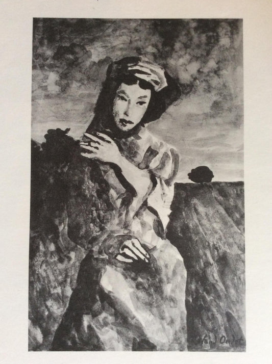 Midcentury Original "Anne De Francony Galerie" Portrait Poster by Roland Oublot — detail 2