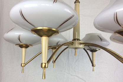 Maison Arlus Midcentury Glass Globe 6-Arm Chandelier, circa 1950 — detail 4
