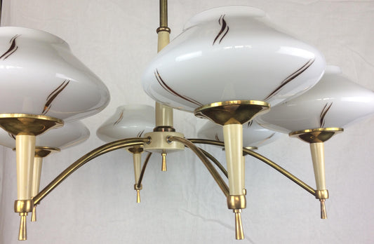 Maison Arlus Midcentury Glass Globe 6-Arm Chandelier, circa 1950 — detail 2