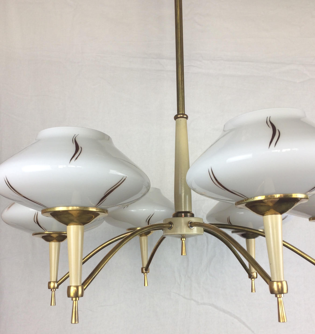Maison Arlus Midcentury Glass Globe 6-Arm Chandelier, circa 1950 — detail 6