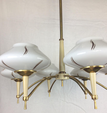 Maison Arlus Midcentury Glass Globe 6-Arm Chandelier, circa 1950 — detail 6