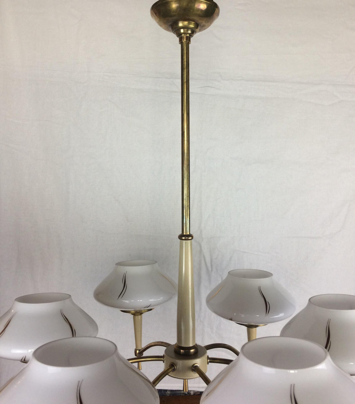 Maison Arlus Midcentury Glass Globe 6-Arm Chandelier, circa 1950 — detail 5