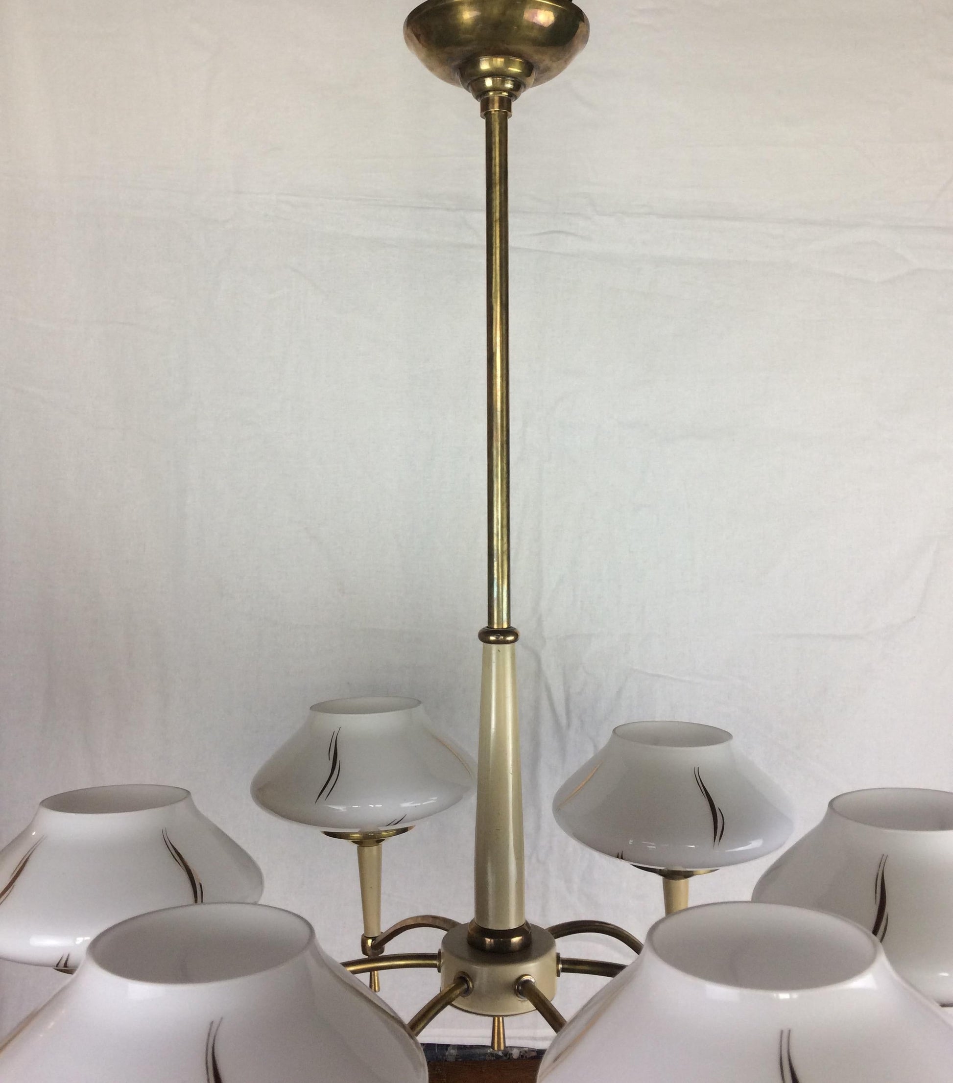 Maison Arlus Midcentury Glass Globe 6-Arm Chandelier, circa 1950 — detail 5