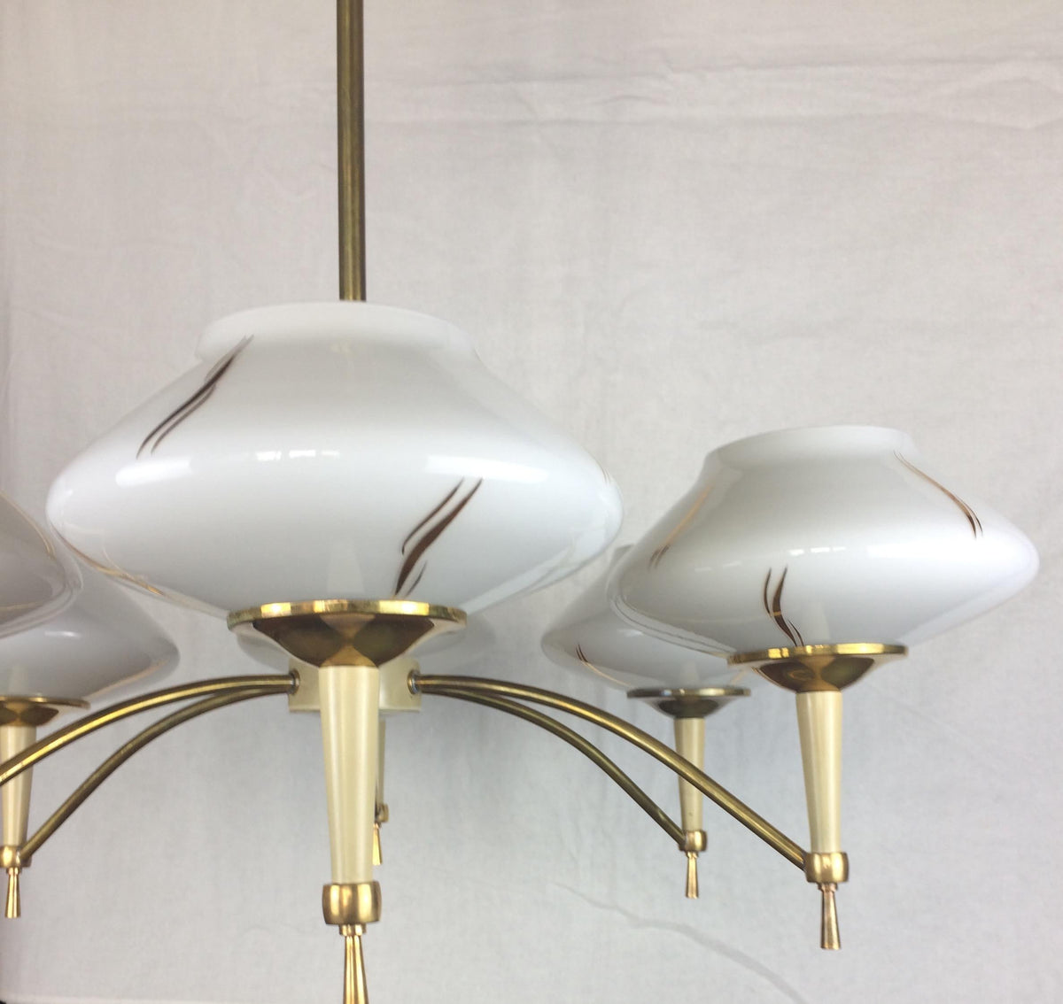 Maison Arlus Midcentury Glass Globe 6-Arm Chandelier, circa 1950 — detail 7