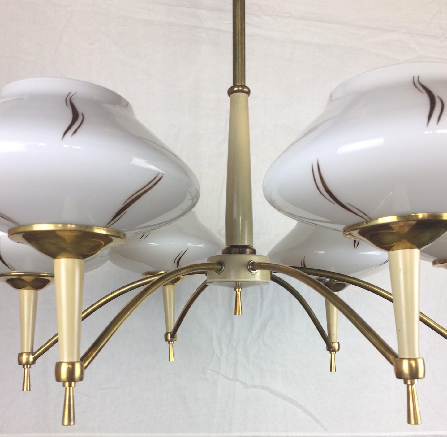 Maison Arlus Midcentury Glass Globe 6-Arm Chandelier, circa 1950 — detail 3