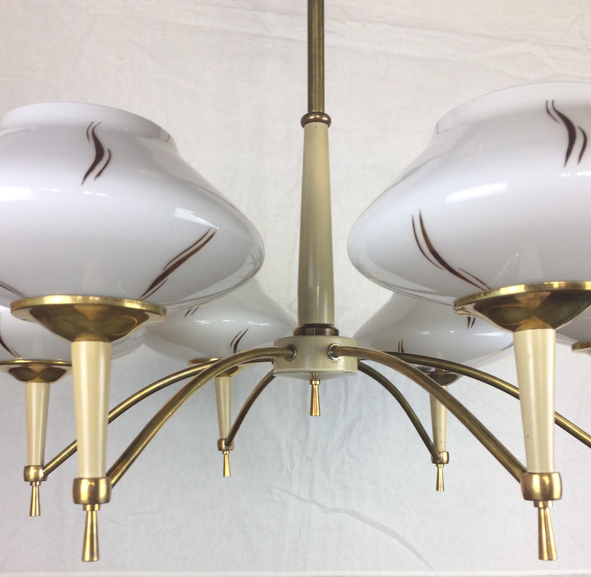 Maison Arlus Midcentury Glass Globe 6-Arm Chandelier, circa 1950 — detail 3