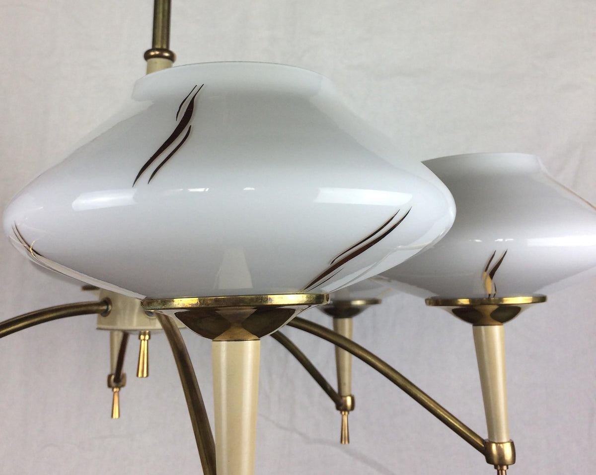 Maison Arlus Midcentury Glass Globe 6-Arm Chandelier, circa 1950 — detail 8