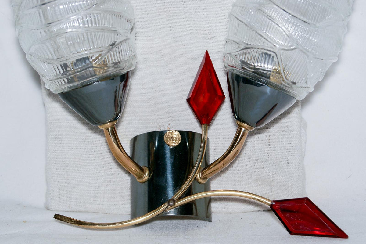 Pair of French Mid-Century Wall Sconces by Maison Arlus — detail 2