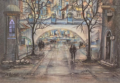 Armin Birkel "Blue City" Original Signed Lithograph with Metallic Embellishments — detail 3