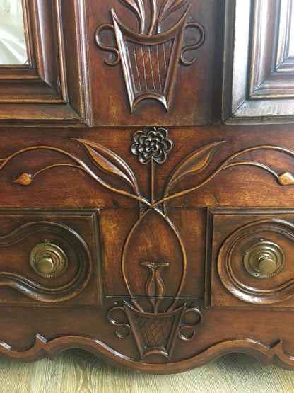 18th Century French Louis XV Armoire, Antique Walnut Armoire Louis XV Style — detail 7