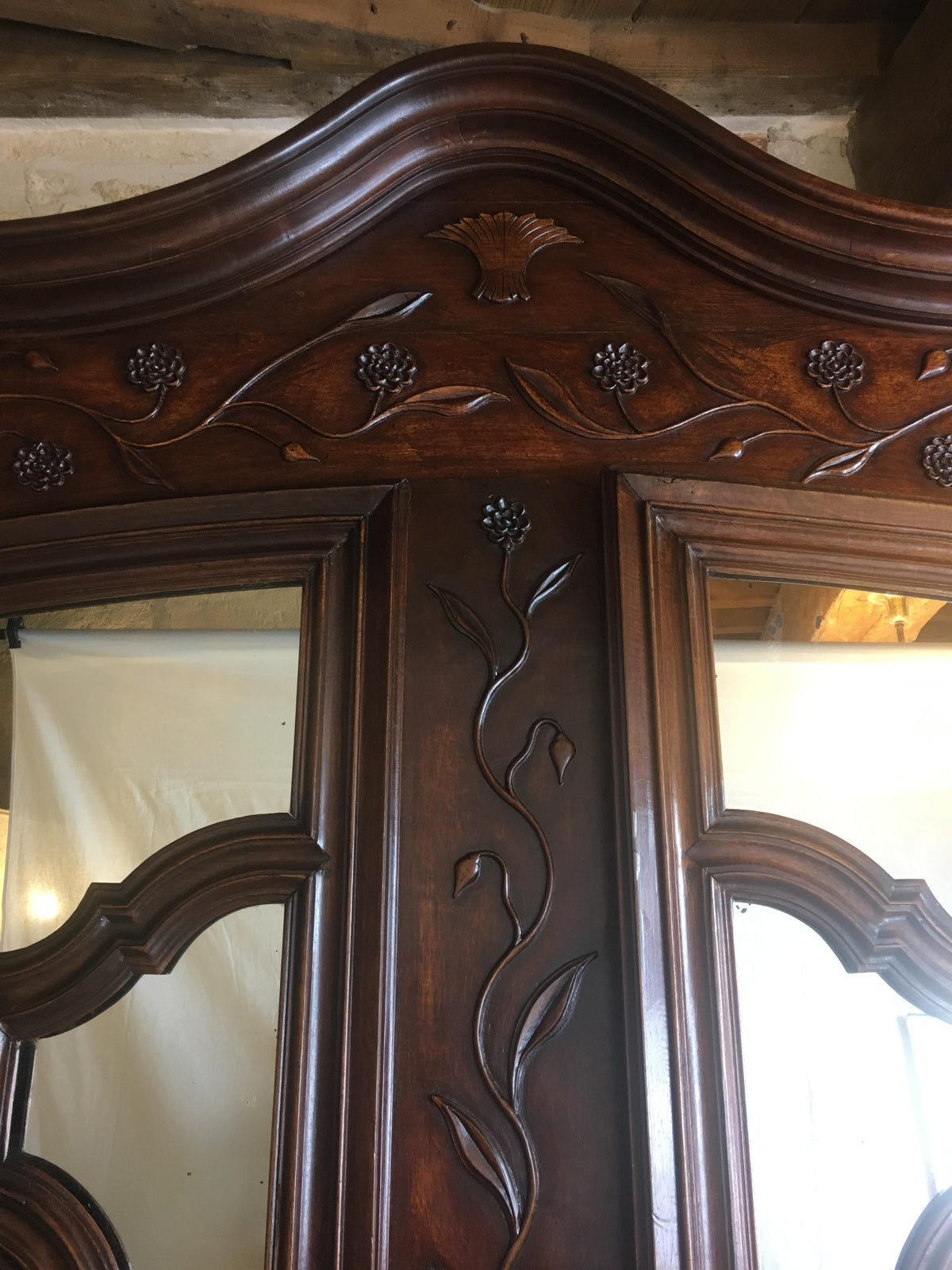 18th Century French Louis XV Armoire, Antique Walnut Armoire Louis XV Style — detail 2