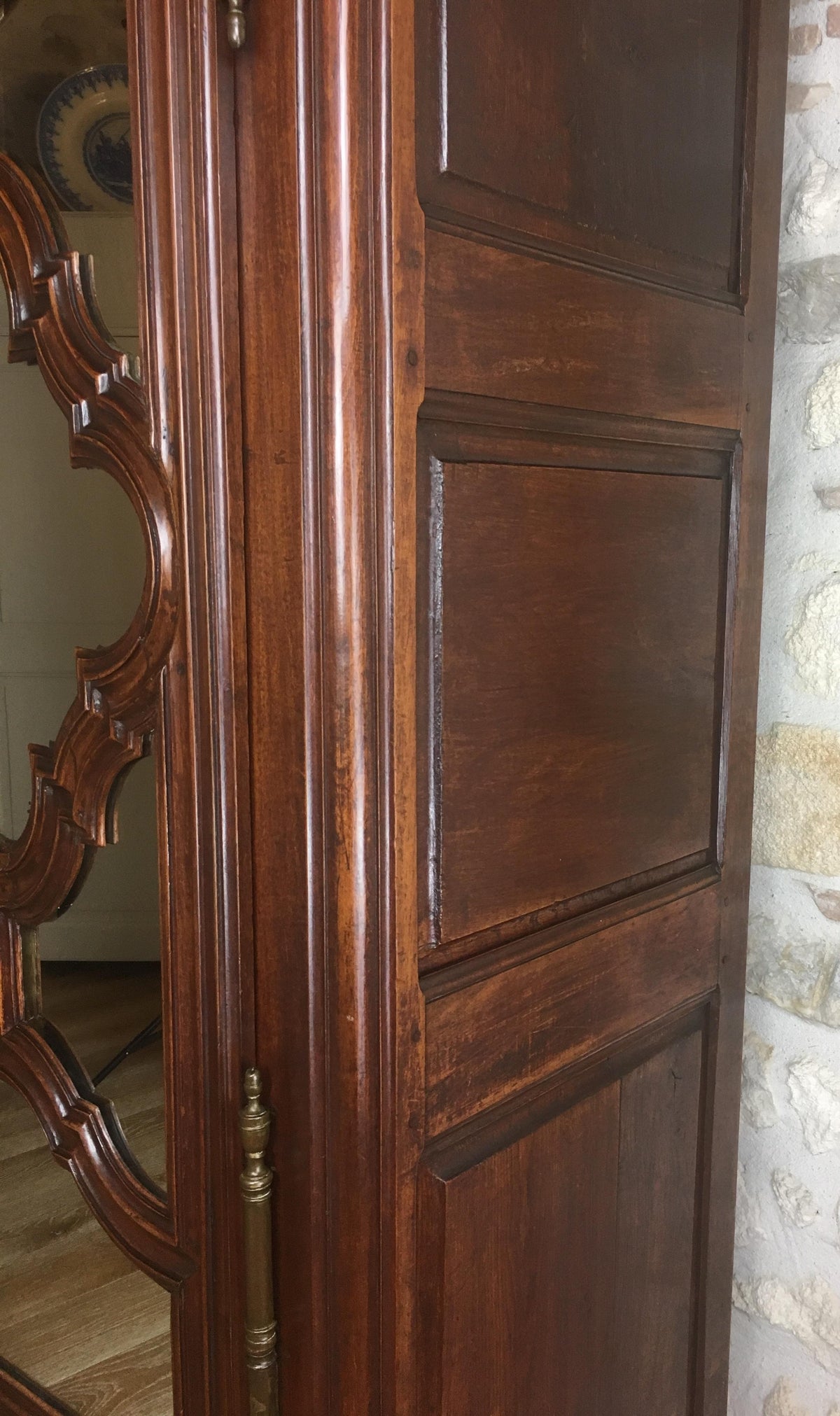 18th Century French Louis XV Armoire, Antique Walnut Armoire Louis XV Style — detail 12