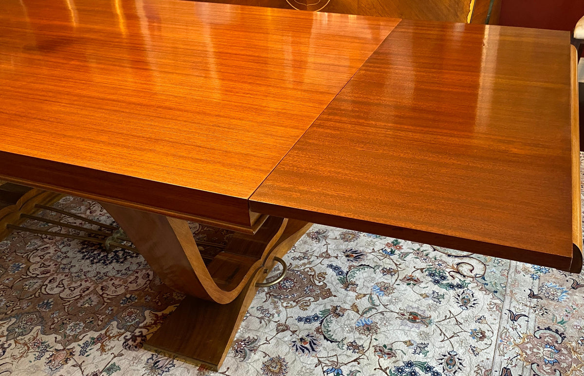 Large Extendable French Art Deco Dining Table, Jules Leleu Style Dining Table — detail 6