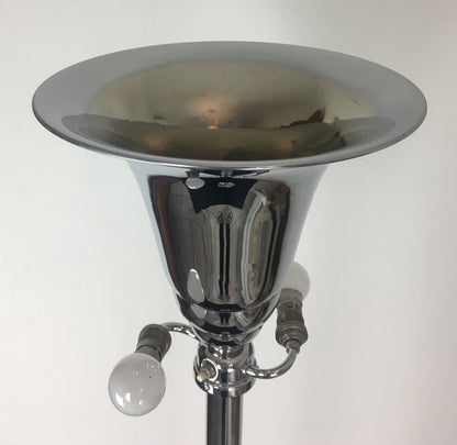 French Art Deco Polished Chrome Floor Lamp — detail 4