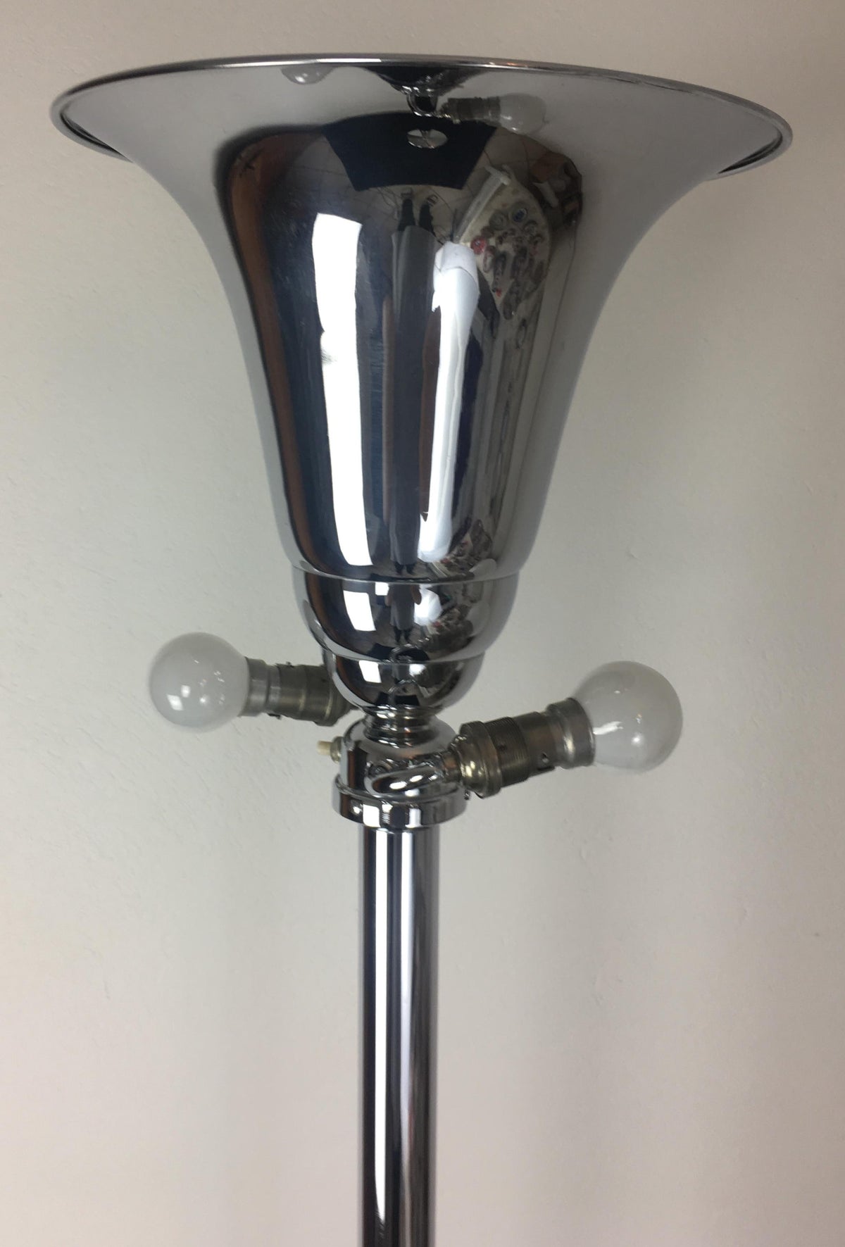 French Art Deco Polished Chrome Floor Lamp — detail 2