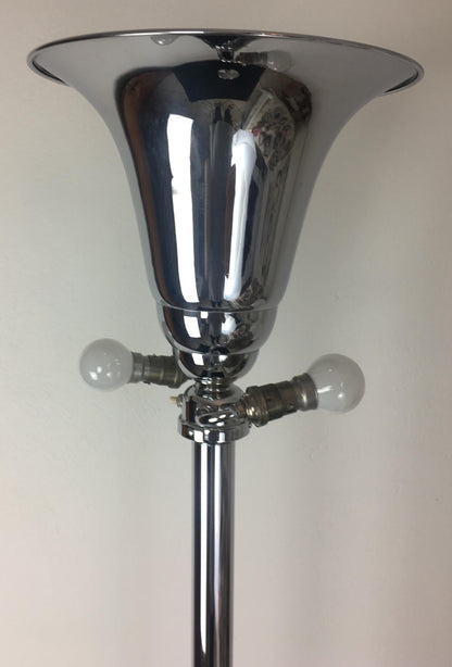 French Art Deco Polished Chrome Floor Lamp — detail 2