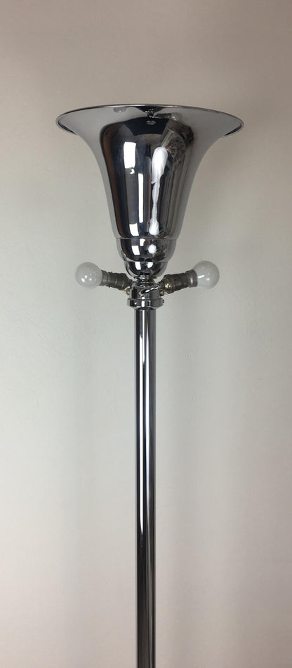 French Art Deco Polished Chrome Floor Lamp — detail 3