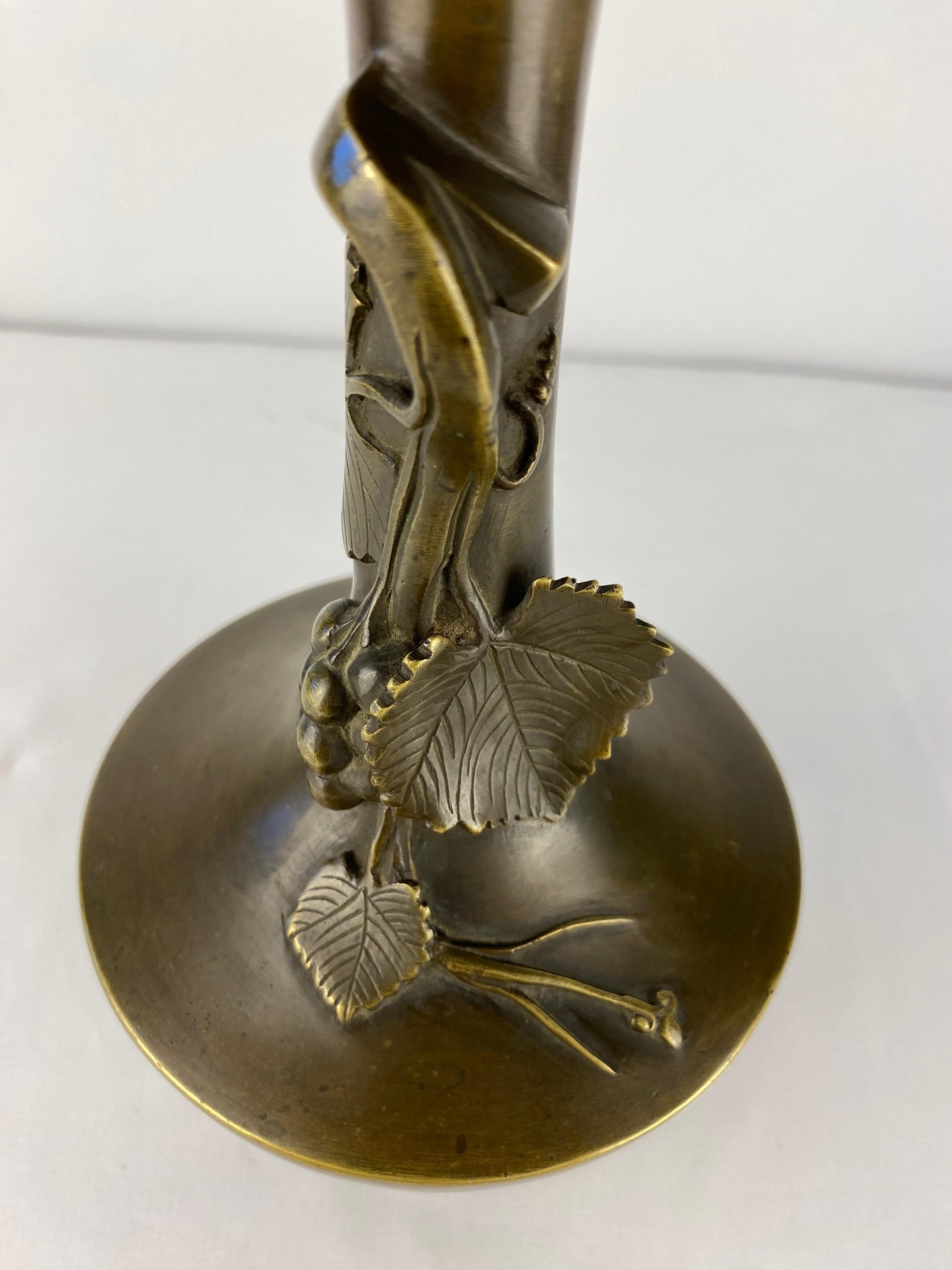 Pair of Art Nouveau Bronze Stem Vases — detail 5