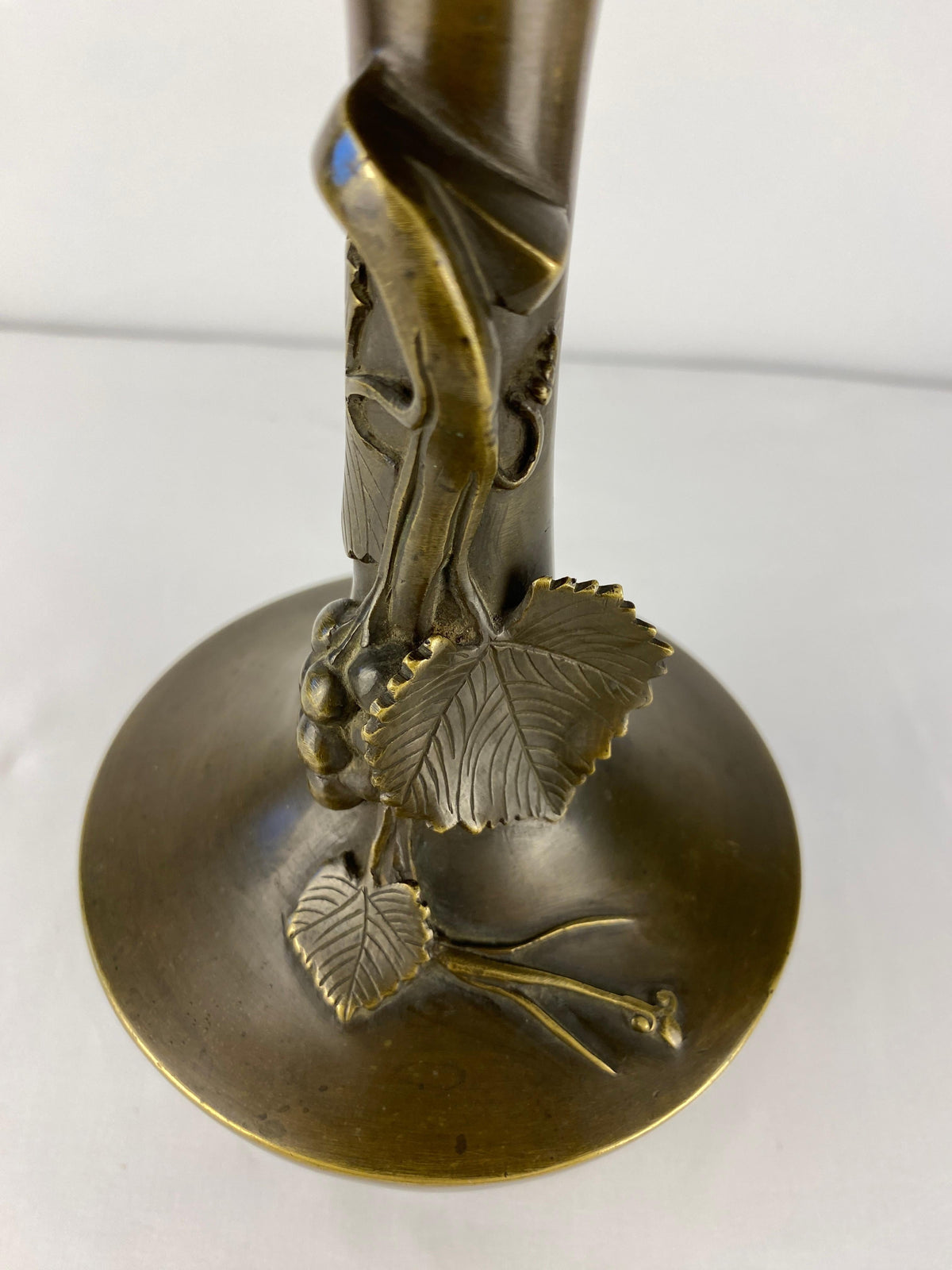 Pair of Art Nouveau Bronze Stem Vases — detail 5