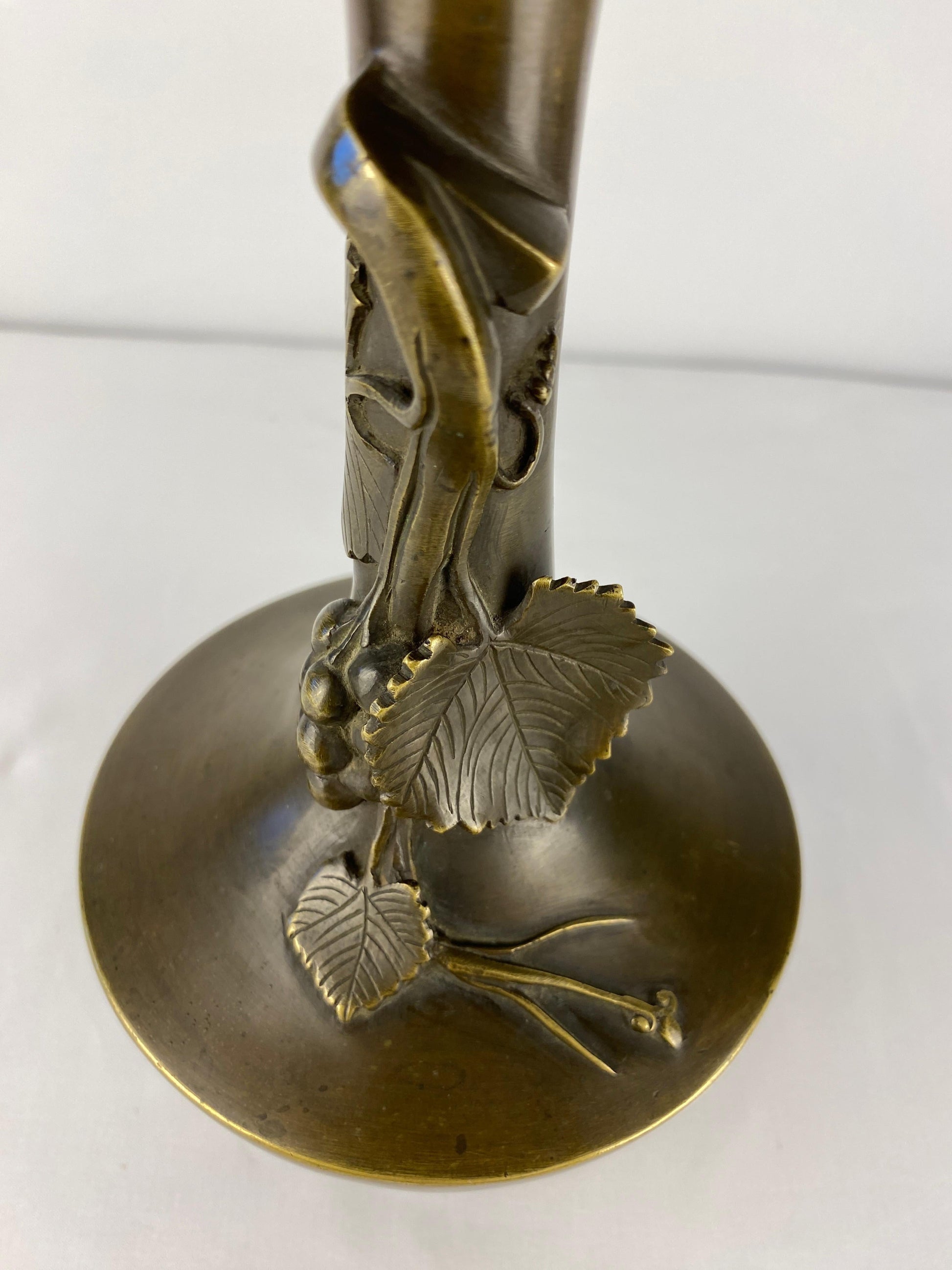 Pair of Art Nouveau Bronze Stem Vases — detail 5