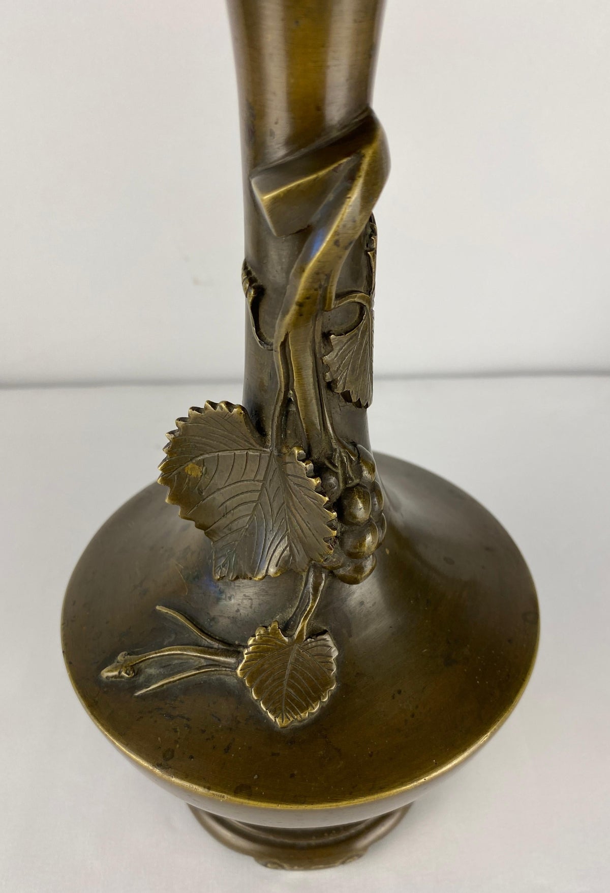 Pair of Art Nouveau Bronze Stem Vases — detail 2