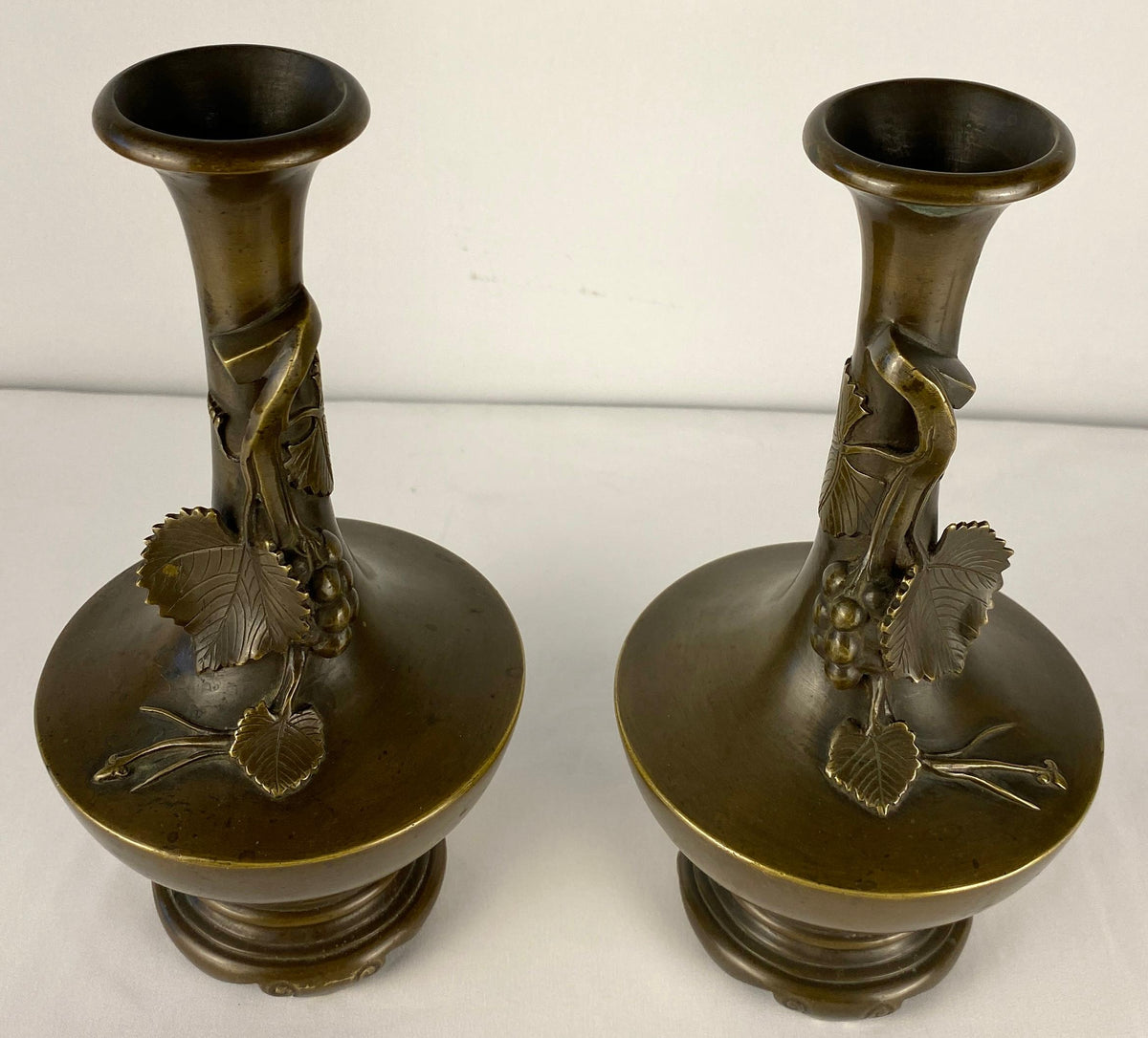 Pair of Art Nouveau Bronze Stem Vases — detail 9
