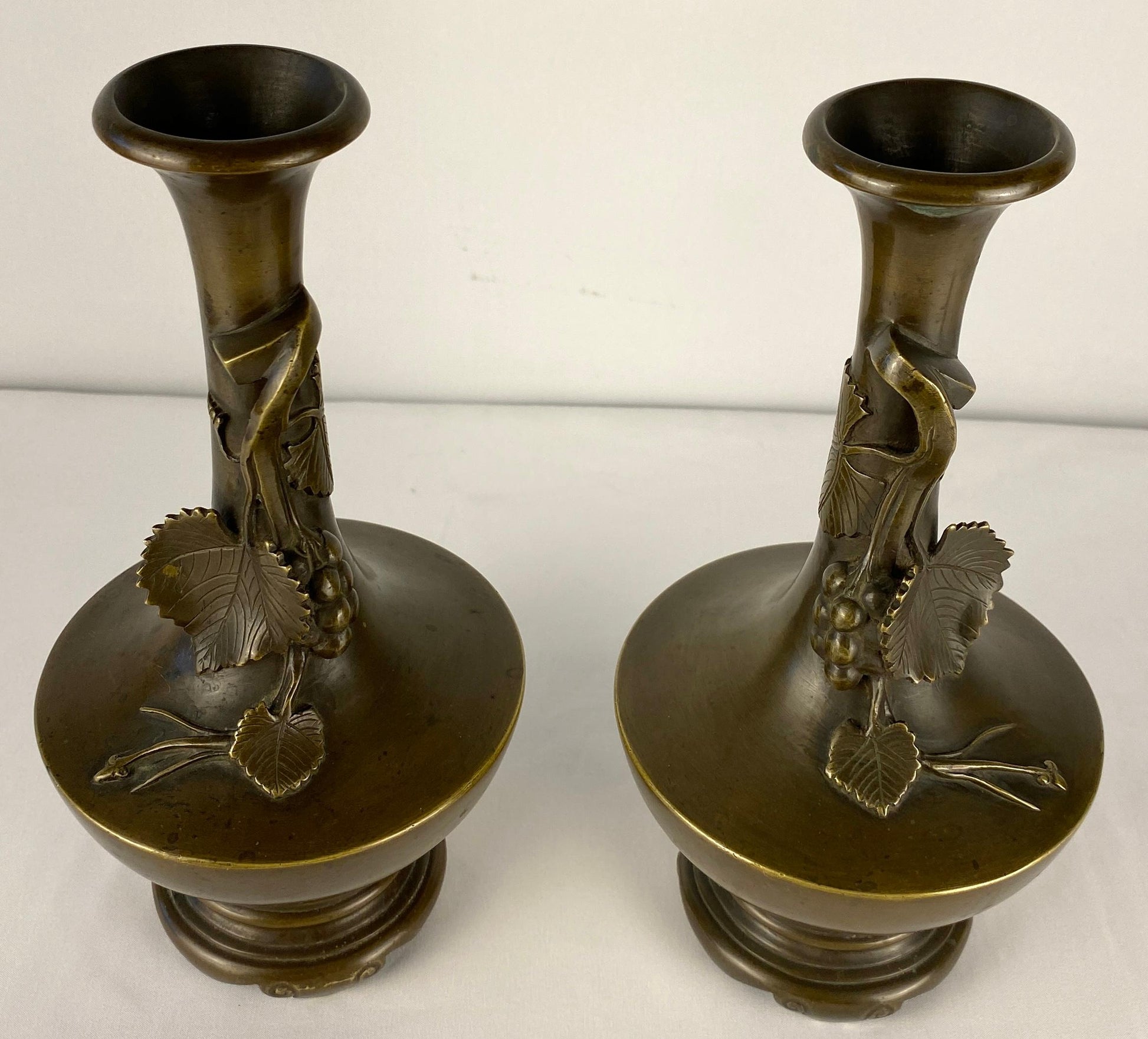 Pair of Art Nouveau Bronze Stem Vases — detail 9
