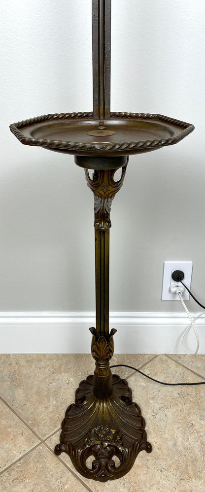 Arts and Crafts Floor Lamp with Original Mica Shade and Table Top, Crest & Co. — detail 16