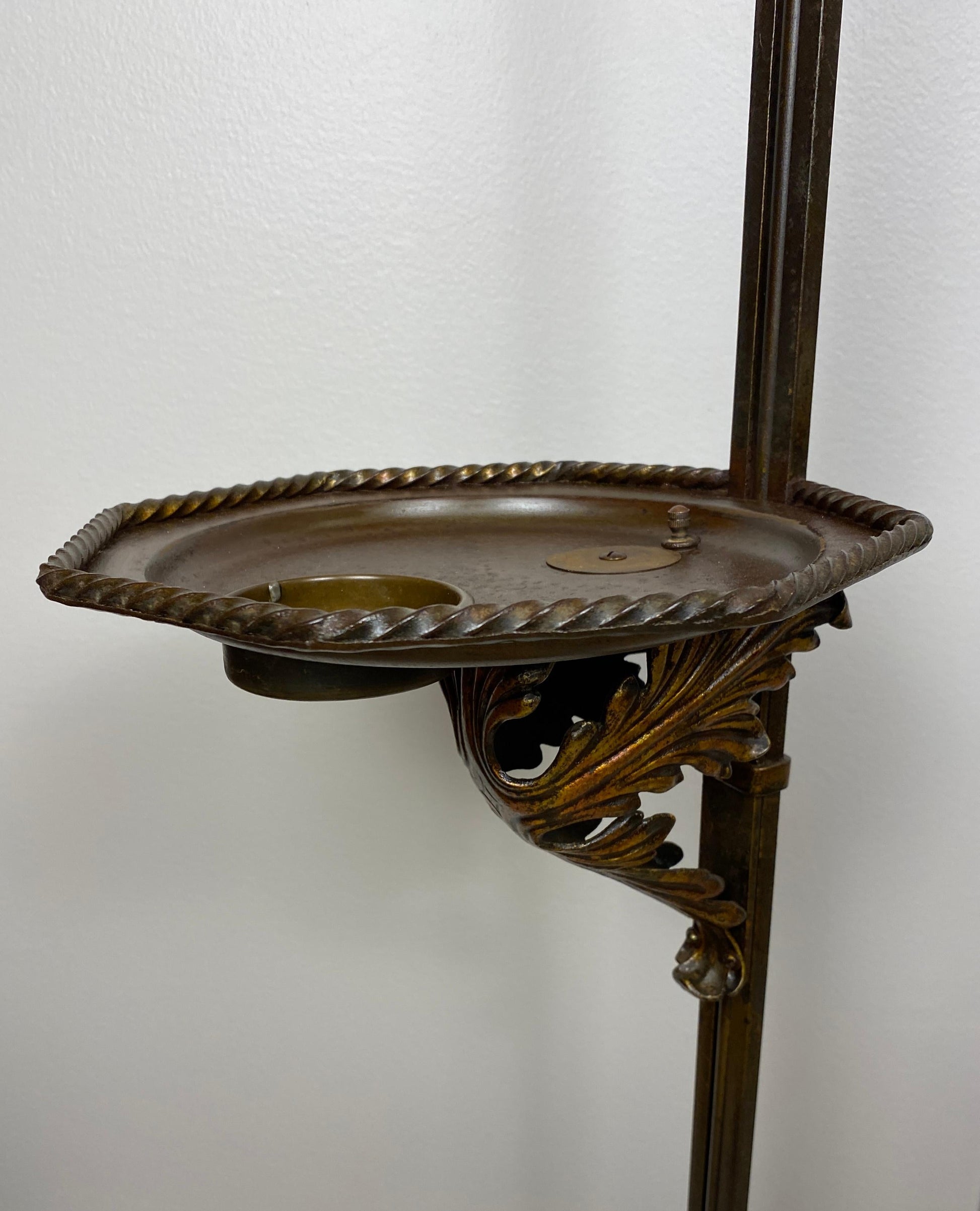 Arts and Crafts Floor Lamp with Original Mica Shade and Table Top, Crest & Co. — detail 8