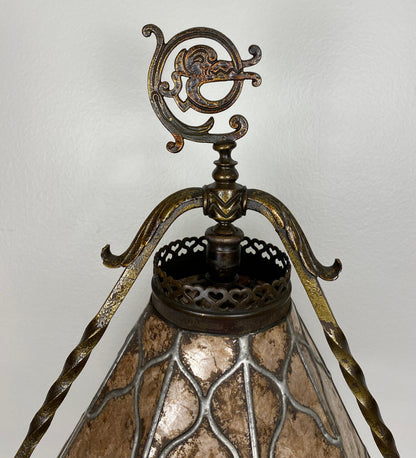 Arts and Crafts Floor Lamp with Original Mica Shade and Table Top, Crest & Co. — detail 9
