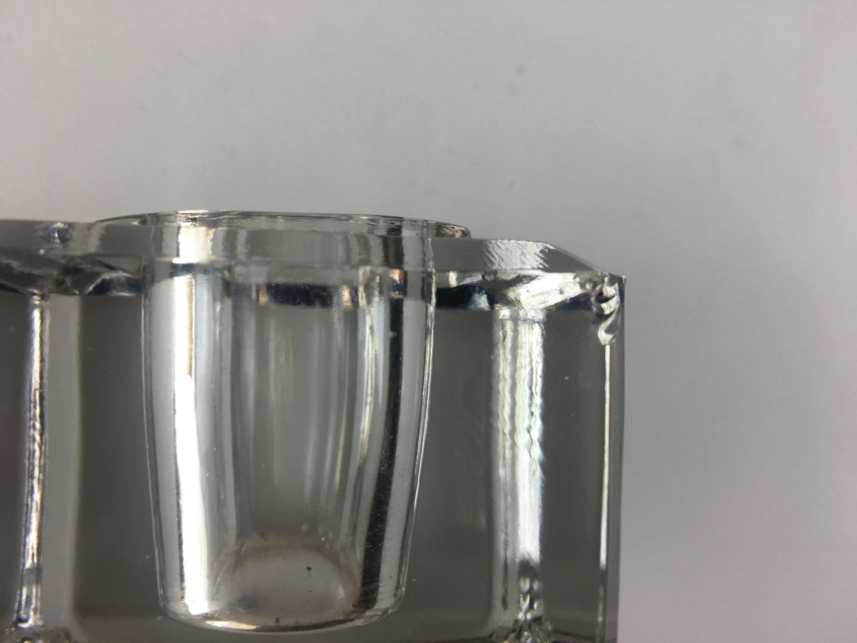 French Art Nouveau Double Crystal Crystal and Art Deco Wood Pen Holder — detail 7