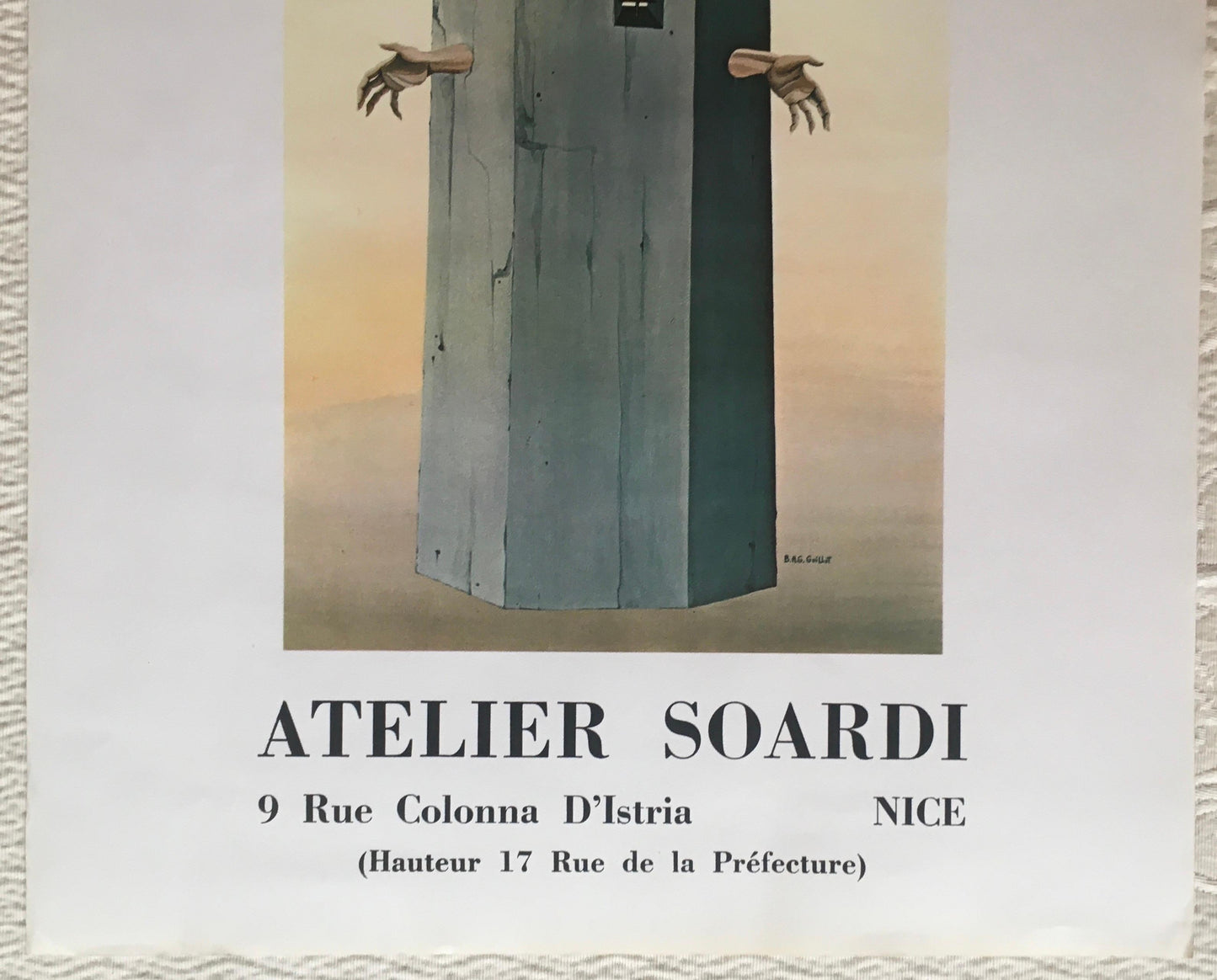 B.A.G. Guillot Original Mid-Century Surrealist Art Exhibition Poster — detail 4