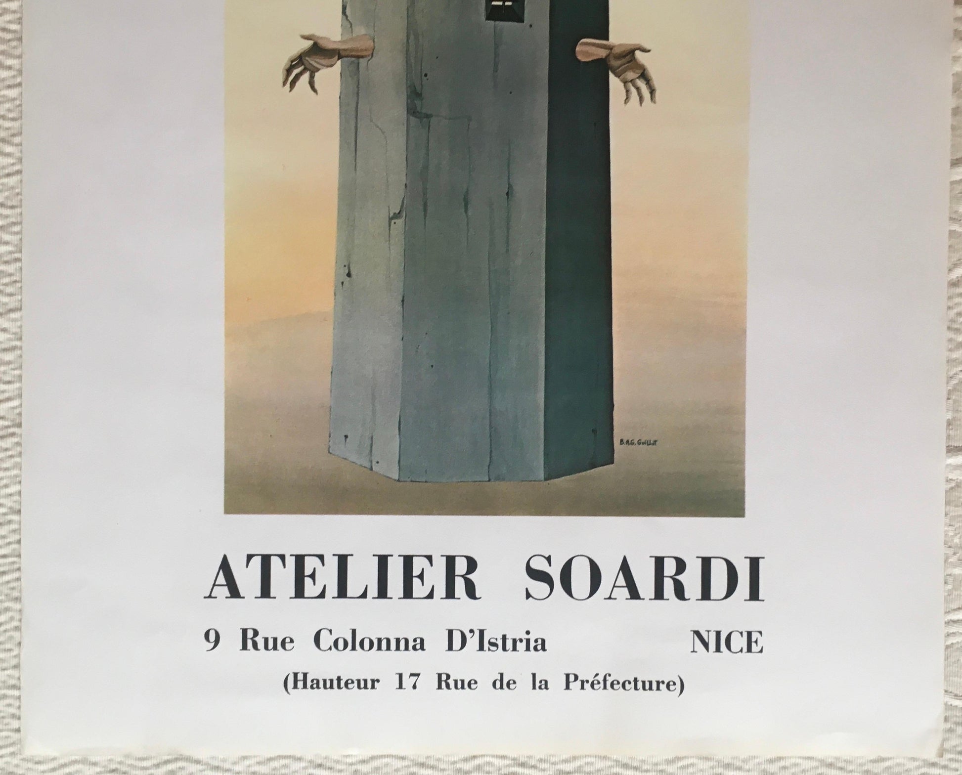 B.A.G. Guillot Original Mid-Century Surrealist Art Exhibition Poster — detail 4
