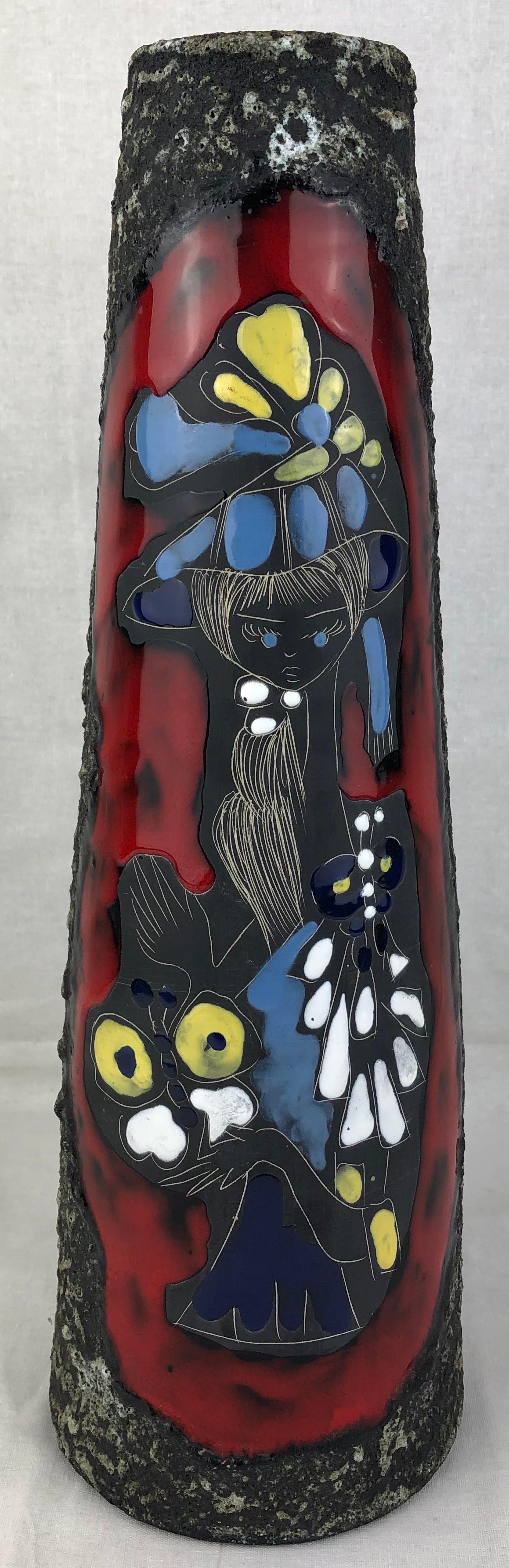 French Midcentury Ceramic Vase featuring Brigette Bardot, Vallauris Pottery — detail 9