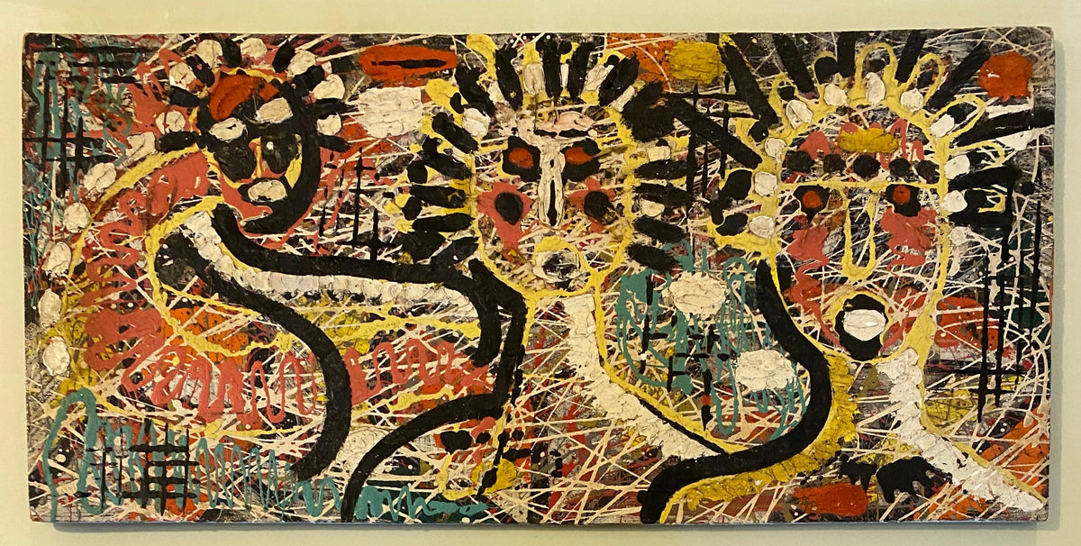 Jean-Michel Basquiat Style Neo-Expressionist Mixed Media Abstract Figural Painti — detail 5