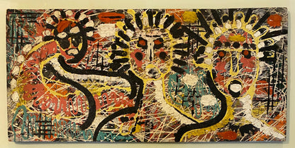 Jean-Michel Basquiat Style Neo-Expressionist Mixed Media Abstract Figural Painti — detail 5
