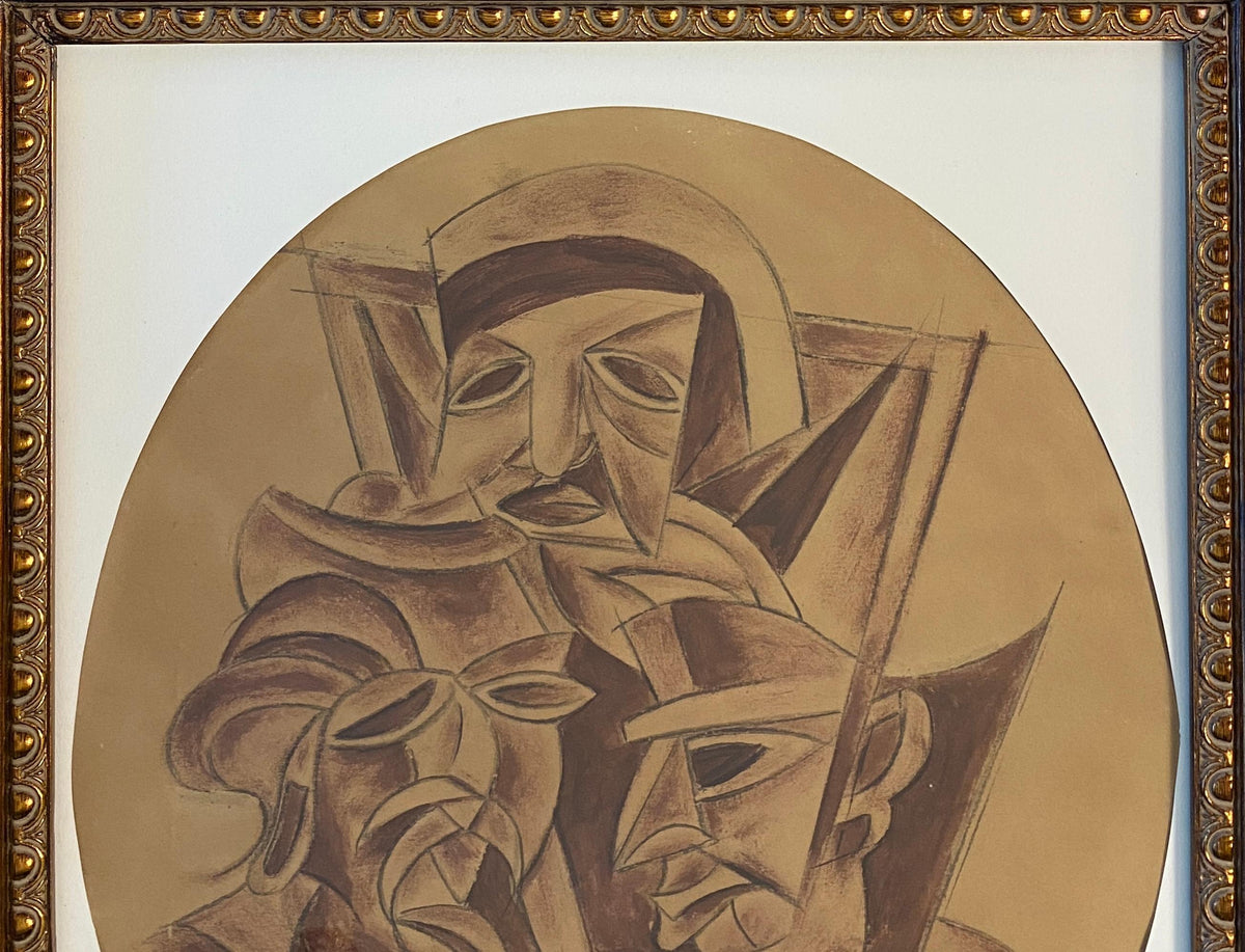 Art Deco "Cubist Figures" Painting by Béla Kádár dated 1936 - Parisian Estate — detail 5