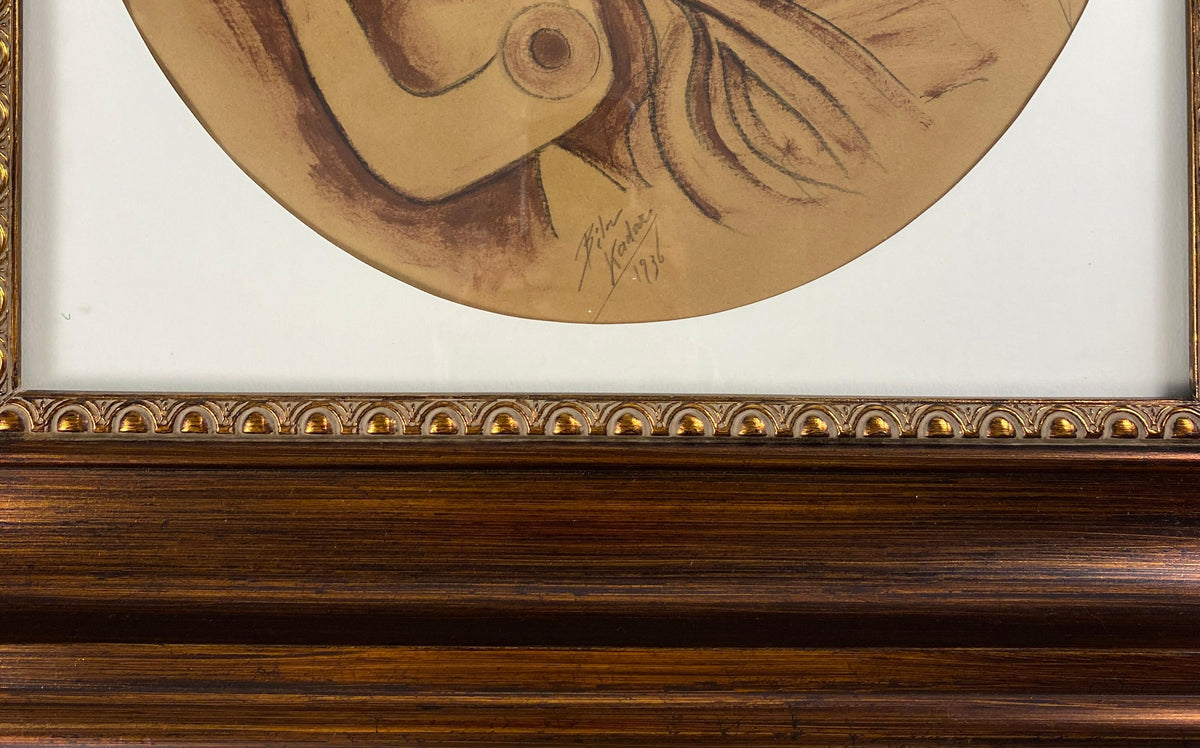 Art Deco "Cubist Figures" Painting by Béla Kádár dated 1936 - Parisian Estate — detail 3