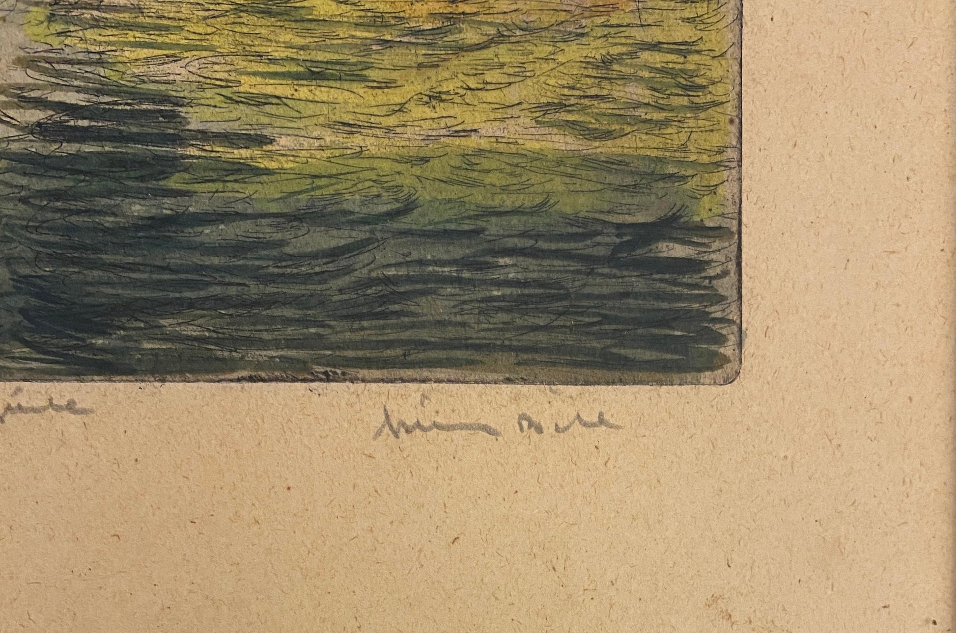 Impressive Colored Etching Venice Italy Doges Palace manner of Canaletto, Signed — detail 4