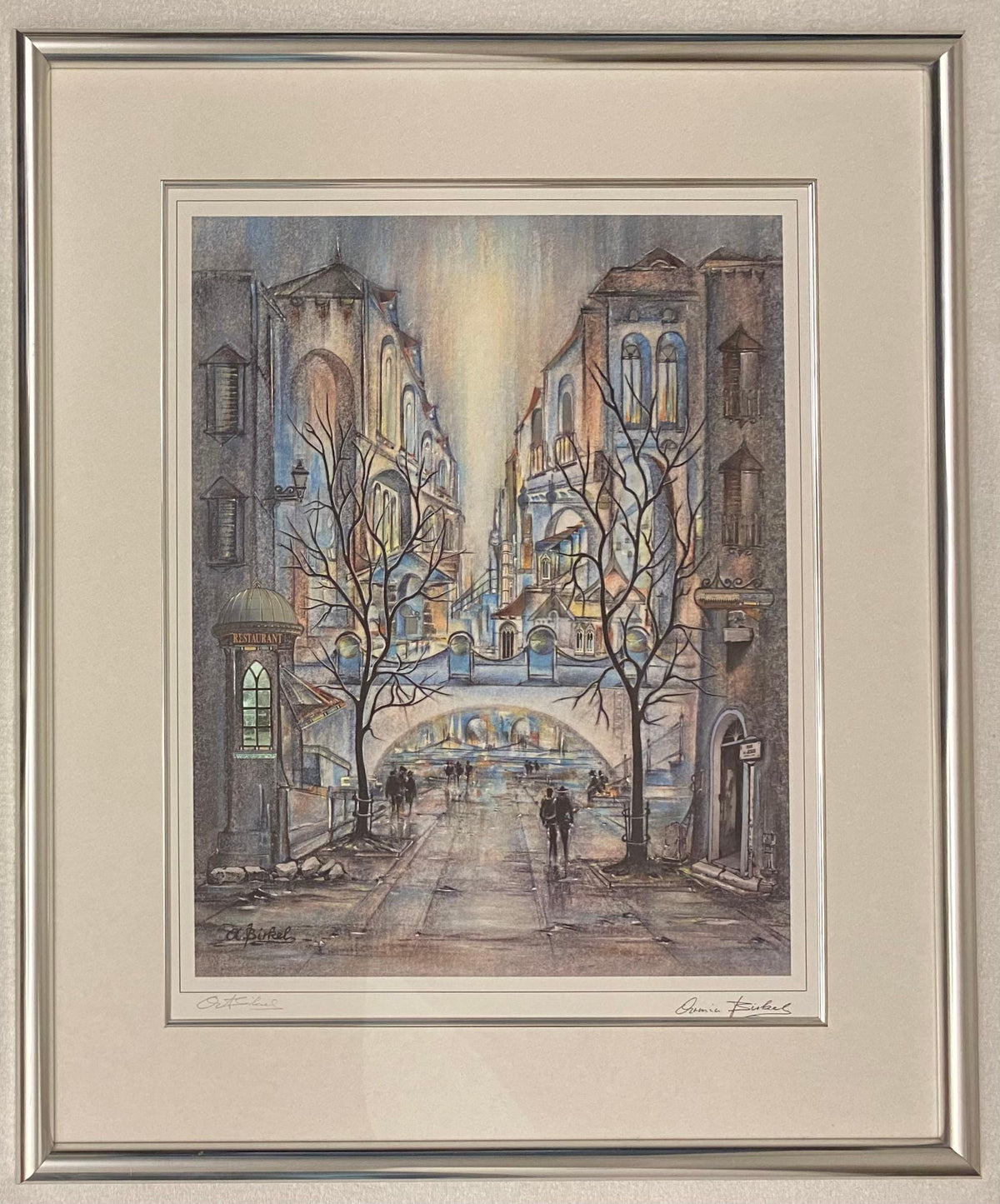 Armin Birkel "Blue City" Original Signed Lithograph with Metallic Embellishments — detail 7