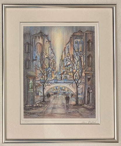 Armin Birkel "Blue City" Original Signed Lithograph with Metallic Embellishments — detail 7